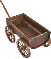 Wood Wagon Pot Pot bunga berdiri dengan roda dekorasi rumah taman luar ruangan