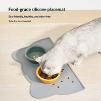 Tapis de Nourrissage pour Animaux de Compagnie en Forme de Tête de Chat, Grand Tapis en Silicone Antidérapant et Étanche pour Chiens et Chats, Accessoire de Repas Anti-Fuite