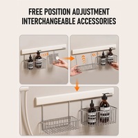 Étagère de rangement pour salle de bain en acier inoxydable 304, support mural sans perçage pour robinet de lavabo et toilettes