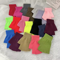 Gants courts noirs en tricot sans doigts, chauds et extensibles pour l'hiver, pour femmes et hommes, accessoires de cyclisme