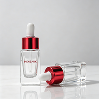 Flacon compte-gouttes en verre épais de 10 ml avec boîte en papier rouge, flacon échantillon compte-gouttes, fournisseur d'usine de cosmétiques, logo personnalisé, OEM ODM