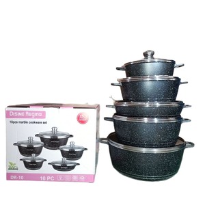 Ensemble de 10 casseroles antiadhésives, résistantes au four et au lave-vaisselle, avec couvercles en verre, en aluminium, pour tous types de cuisinières - Product Image 5