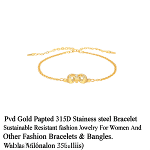Pulsera de cuentas de acero inoxidable 316L chapada en oro PVD, sostenible, resistente, moderna, joyería de moda para mujeres y niñas, regalo. - Product Image 2