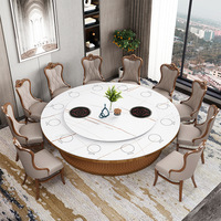 Rock Board Hotel Marmorplatte Esstisch Elektrische Automatik Zeitgenössisches Design Langlebig für 10-20 Personen Bankett Leucht tisch