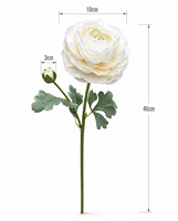 Bunga Ranunculus Buatan Berkualitas Tinggi dengan 2 Kepala, Realistis, untuk Dekorasi Rumah di Hari Pernikahan, Thanksgiving, Hari Ibu & Tahun Baru