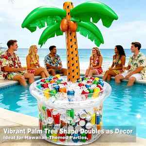Refroidisseur gonflable géant en forme de palmier – Refroidisseur de boissons à thème tropical pour fêtes au bord de la piscine, loulous, célébrations de plage et anniversaires - Product Image 3