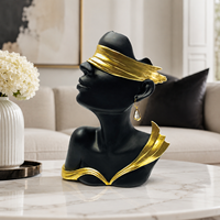 Figurine d'homme noir attaché aux yeux, sculpture créative de personnage exotique de style européen, modèle artisanal en résine artistique
