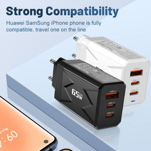 Cargador USB de 65W 2 Tipo C PD QC 3,0 Tipo-C Cargador de teléfono móvil de carga rápida Adaptador para computadora portátil iPhone Xiaomi Redmi <span class=keywords><strong>Samsung</strong></span> - Product Image 6