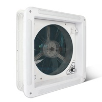 HEYRV Accessoires de caravane 14''340MM 12V RV Ventilateur de toit avec 3 vitesses et lumière LED Contrôle manuel Lucarne étanche résistante aux UV