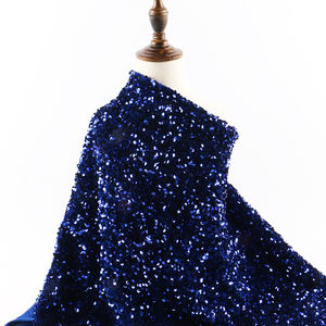 Kain renda beludru biru penuh warna mewah dengan payet untuk pesta pernikahan - Product Image 3