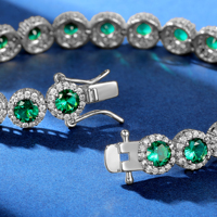 Bracelet tennis de luxe Angel Girl en laiton 5 mm avec fermoir en forme de huit, zircon vert, plaqué or 18 carats et platine pour femme