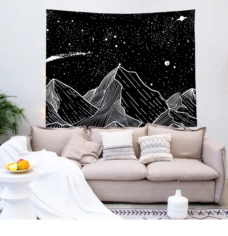 Planet Trippy Mountain Tapestry, with Psychedelic Galaxy Space Tapestry Fantasy Mushroom Tapestry Throw Blanket Art Kits/