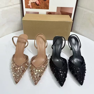 Scarpe da donna estive <span class=keywords><strong>sandali</strong></span> con tacco alto <span class=keywords><strong>taglia</strong></span> grande <span class=keywords><strong>42</strong></span> alla moda scarpe da donna nere Sexy - Product Image 4