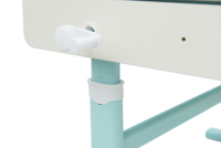 Table d'étude ergonomique pour enfants, réglable en hauteur par manivelle, avec protection dorsale anti-chute et tiroir dissimulé