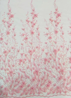 Offre Spéciale américain 3D Big Flower Red Lace Fabrics for Wedding Party Dress New Fashion African French Net Lace Fabrics With Beads