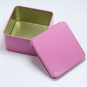 Mini Square Gold Tinplate <b>Metal</b> Tin <b>Box</b> with Embossed Design - Product Image 2