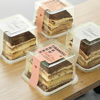 Conteneurs carrés transparents jetables Wanying H757 pour tiramisu, petites boîtes d'emballage en PET blanc pour pâtisseries, desserts