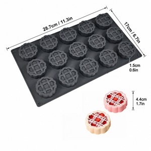 <b>Silicone</b> Waffle Mold 15 Cavity Round Apple Pie Shape <b>Baking</b> Cake Chocolate Mold For Home Commercial Use - Product Image 4