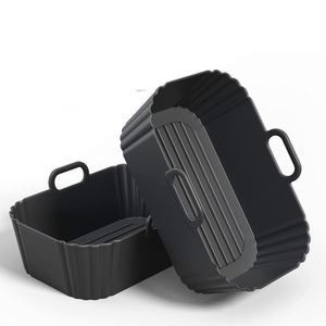 Free Durable Rectangle Foldable Food Grade BPA Free Silicone Air Fryer Baking <b>Tray</b> Microwave Oven Pan Dishwasher Safe Liners Pot - Product Image 1