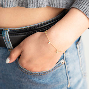 925 Sterling Silver Adjustable <b>Bracelet</b> with Star and <b>Moon</b> Charms Real Gold Plated Chain Trendy Religious Style for Gift - Product Image 5