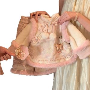 Tongxingyuan Baby Girls Chinese Style Outfit Set Fleece Lined New Year Clothes Two Piece Traditional Clothing - Product Image 5