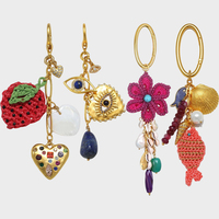 JS 2026 Nieuwe Amerikaanse Europese Stijl Tas Accessoires Haakwerk Bloem Aardbei Vis Hart Boze Oog Sleutelhanger Charms DIY