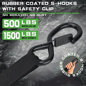 أحزمة ربط قابلة للسحب 1 بوصة × 10 أقدام بقوة تحمل 1500 رطل، أحزمة شحن ثقيلة ذاتية السحب مع خطاف على شكل حرف S من البوليستر - Product Image 5