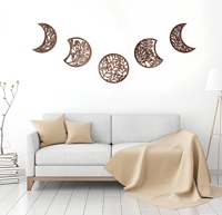 Décoration murale artisanale en bois personnalisable en usine, 5 pièces, phases de lune, pour salon, dortoir, appartement