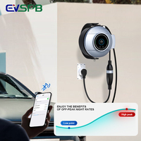 Chargeur de maison intelligente multi-prises 7kW 32A avec stockage automatique de câble intégré Wifi App EU Standard Retractable EV Charger Type 2