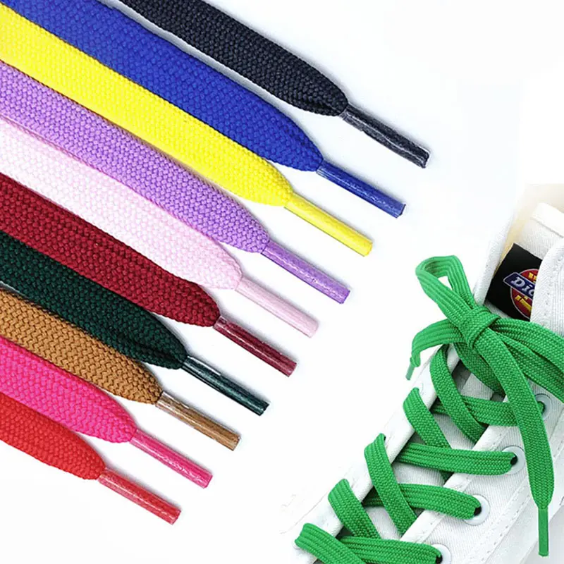 REWIN venta al por mayor de alta calidad 10mm de ancho 100% cordones de poliéster vendedor caliente cordones de zapatos planos gruesos para zapatillas de deporte