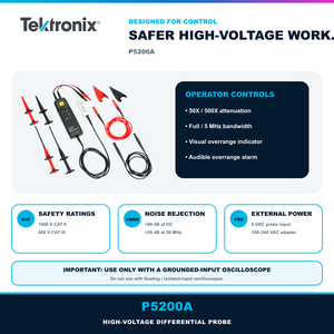 Sonda Diferencial de Alto Voltaje Tektronix P5200A, 50MHz, 50X/500X, 1300V, BNC, para Osciloscopio, para Electrónica de Potencia - Product Image 4