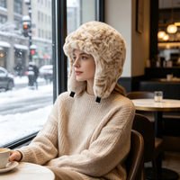 Chapeaux d'hiver épais en fausse fourrure de lapin à motif léopard pour adultes, hommes et femmes, avec cache-oreilles, chapeau de ski chaud et confortable, coupe-vent, pour l'extérieur, casquette de neige