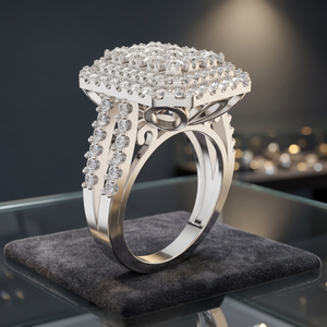 Anillo de Compromiso con Diamante Sintético Cultivado en Laboratorio, Corte Brillante, Color E, Certificado EGL, Chapado en Plata, Piedra de Lujo para Boda - Product Image 1