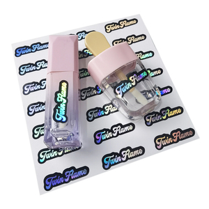 Autocollant brillant adhésif personnalisé pour rouge à lèvres autocollants imperméables pour produits en PET pour cosmétiques fabricant de marque privée pour parfum et teinte pour les lèvres - Product Image 1