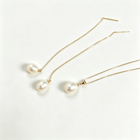Ensemble de bijoux en perles d'eau douce de forme riz 8-9 mm AAA, argent S925 plaqué or, collier à chaîne, boucles d'oreilles, pendentif 45 cm, unisexe