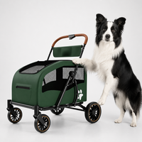 Poussette pour grand chien, capacité 55 kg, ultra-plate, pliable, en lin, avec roues pivotantes en EVA, panier amovible, OEM/ODM