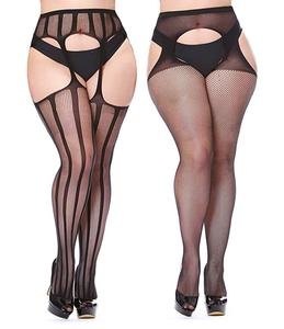 Calze Autoreggenti Traforate Senza Cavallo Taglia Grande L XL XXL per Donne Formose - Product Image 1