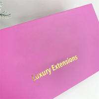 Confezione di lusso personalizzata con Logo in lamina d'oro scatola regalo rigida in cartone rosa scatola scorrevole parrucca Extension per capelli scatole da imballaggio