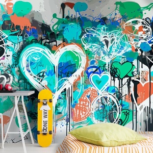 Decorazione a forma <span class=keywords><strong>di</strong></span> <span class=keywords><strong>cuore</strong></span> blu interno parete adesiva 3d carta da parati per soggiorno - Product Image 3