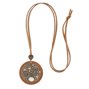 Wooden Shell Pendant <b>Necklace</b> Copper Alloy Pave Setting <b>Boho</b> Style Unisex Fashion Jewelry - Product Image 4