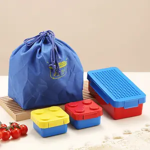 Factory Direct Creative DIY Pixel patchwork building blocks bento box Lunch Wild children's salad fruit box