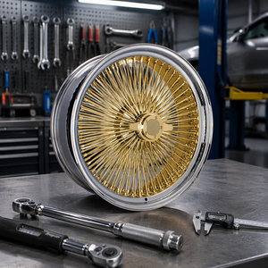 Cerchi in Lega JY Cromati Oro con 100 Raggi, Cerchi Cromati Personalizzati con Spinner per <span class=keywords><strong>Auto</strong></span> Classiche US MG <span class=keywords><strong>MGA</strong></span> MGB MGC - Product Image 5