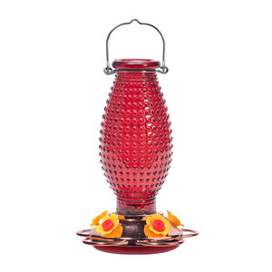 ที่ป้อนนกฮัมมิงเบิร์ดแก้วพร้อมอุปกรณ์ป้องกันการรั่วฐานโลหะกันผึ้งของขวัญตกแต่งสวนกลางแจ้งสำหรับคนรักนก - Product Image 1