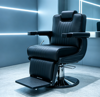 Fauteuil de barbier hydraulique inclinable de style rétro classique, pivotant, pour hommes, équipement de salon de coiffure