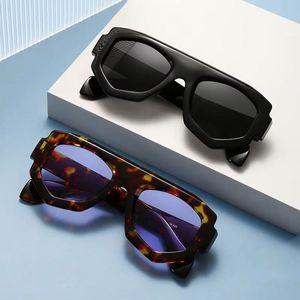 Lunettes de soleil polygonales à grande monture, logo personnalisé, mode 2025, uniques, UV400, carrées irrégulières, pour femmes - Product Image 3