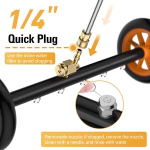 Electric High-<strong>Pressure</strong> Power <strong>Washer</strong> with 3 <strong>Extension</strong> Wand Rod 7 Nozzles Undercarriage Cleaning Machine for Car Pavement Surface - Product Image 5