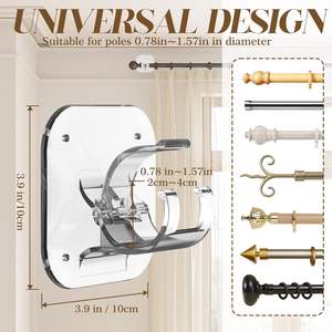 Soportes Telescópicos Adhesivos Sin Perforaciones para Cortinas de Ducha, Toallas y Cortinas de Puerta, Incluye Ganchos - Product Image 3