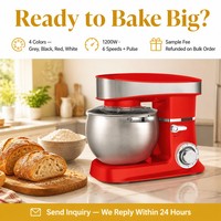 Robot pâtissier sur socle 6L 1200W, mélangeur alimentaire de cuisine, 4 couleurs, corps en ABS, bol en acier inoxydable, 6 vitesses, fonction Pulse, LED, pour la maison et la boulangerie