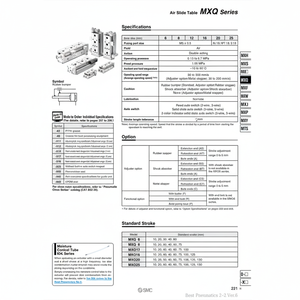 MXQ25-100BSAT โต๊ะสไลด์ลมนิวเมติก SMC - Product Image 1