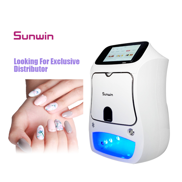 Intelligent 3D Nail Art Printer High Printing Speed 4800dpi with UV Lights/drying Fan for Nail Salon Use